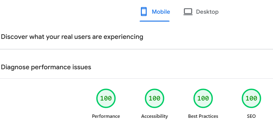 perfect pagespeed scores image.